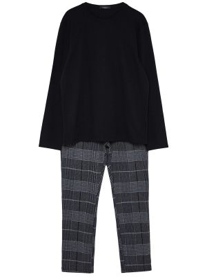 Dzianinowa piżama w kratkę Trendyol czarna