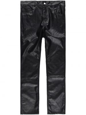 Klasické kožené kalhoty na zip s páskem Pleasures - černá