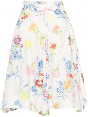 Květinové saténové sukně s potiskem Kenzo bílé