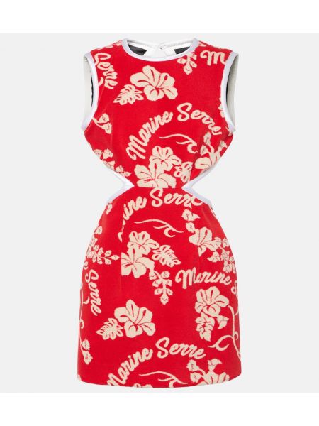 Mini robe à fleurs en jacquard Marine Serre rouge