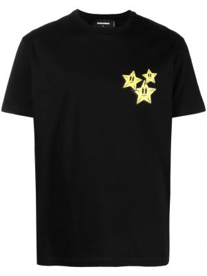 Tricou din bumbac cu imagine cu stele Dsquared2 negru