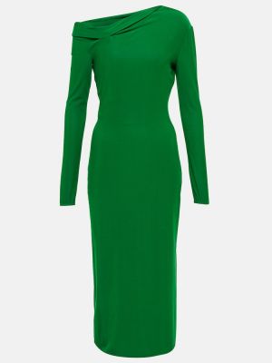 Midi šaty s dlouhými rukávy jersey Tom Ford zelené