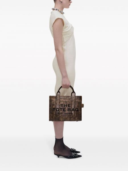 Apgrūtināti dabīgās ādas shopper soma Marc Jacobs brūns