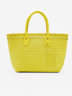 Плетени плетени чанта Desigual жълто