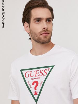 Tričko s potiskem Guess bílé