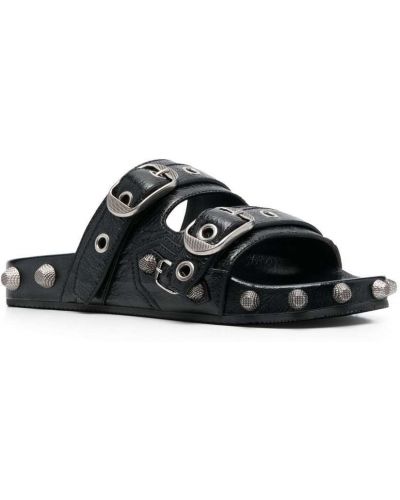 Leder sandale mit spikes Balenciaga schwarz