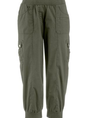 Хлопковые брюки карго Bpc Bonprix Collection зеленые