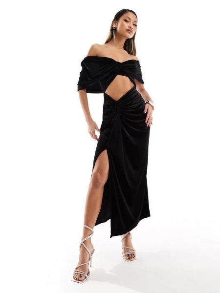 Бархатное длинное платье Asos черное
