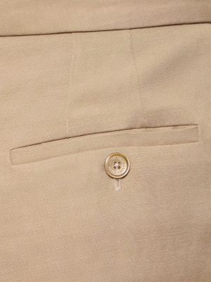 Lenvászon egyenes szárú nadrág Ralph Lauren Collection bézs