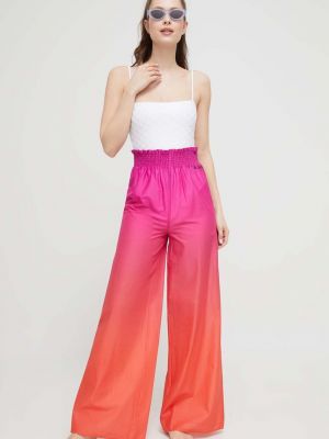 Pamučne hlače visoki struk Karl Lagerfeld ružičasta