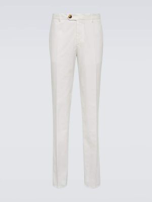 Pantaloni slim fit din bumbac Brunello Cucinelli alb