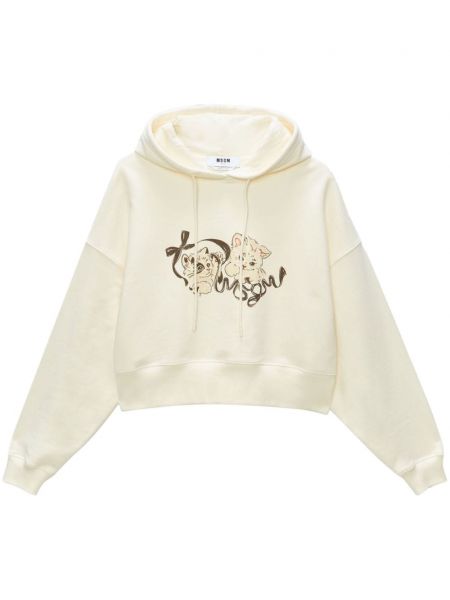 Langes sweatshirt aus baumwoll mit print Msgm beige