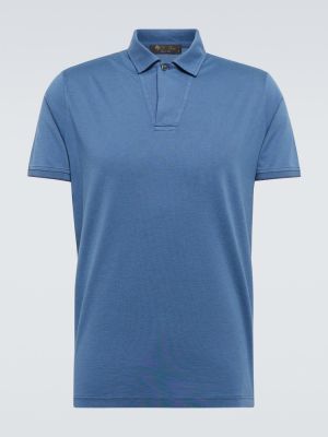 Medvilninis šilkinis polo marškinėliai Loro Piana mėlyna