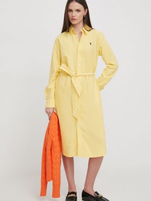 Sukienka mini bawełniana Polo Ralph Lauren żółta