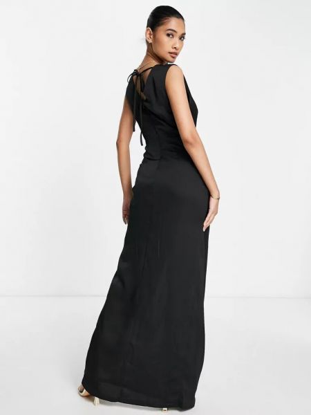 Атласное длинное платье Liquorish черное