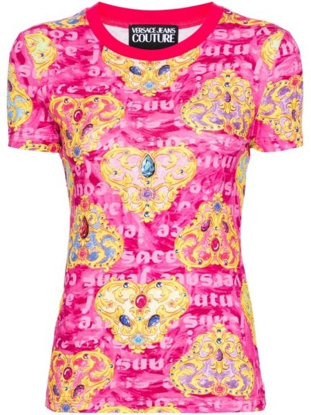 Herzmuster t-shirt mit print Versace Jeans Couture pink