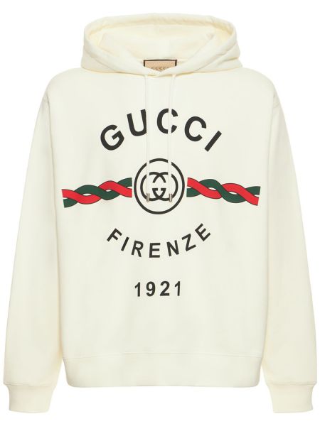 Hoodie i bomull Gucci vit