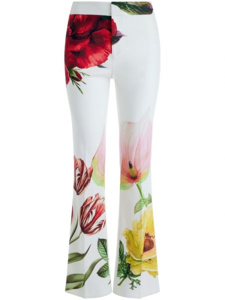 Relaxed fit hlače s cvetličnim vzorcem s potiskom Alice + Olivia bela