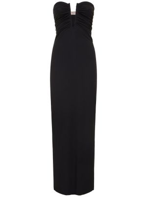 Drapované dlouhé šaty jersey Wolford - černá