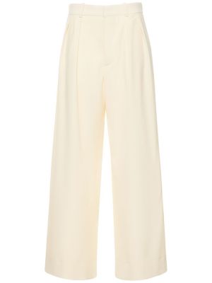 Πλισέ μάλλινο παντελόνι με χαμηλή μέση Wardrobe.nyc λευκό