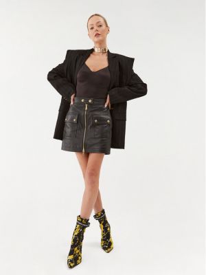 Кожаная юбка Versace Jeans Couture черная