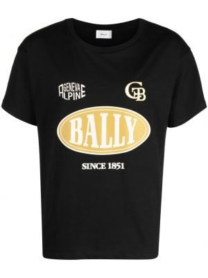 Bombažna majica s potiskom Bally črna