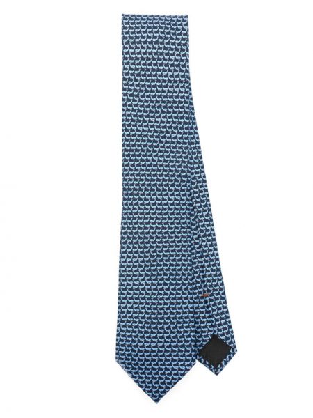 Hedvábná kravata s potiskem Zegna modrá
