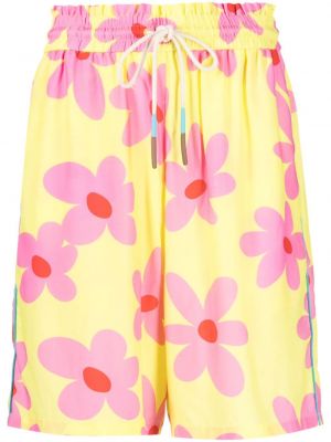 Pantaloni scurți cu model floral cu imagine Mira Mikati galben