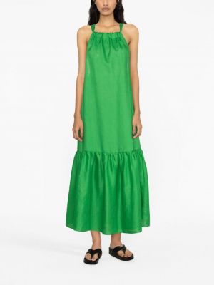Lniana sukienka midi Asceno zielona