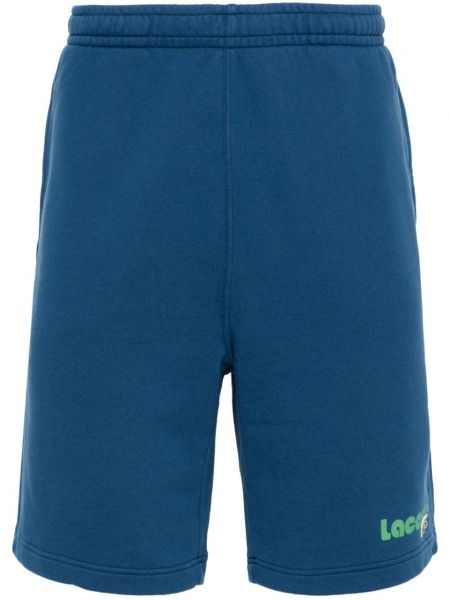 Pamučne kratke hlače s printom Lacoste plava