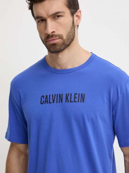 Niebieska koszulka bawełniana z nadrukiem Calvin Klein Underwear