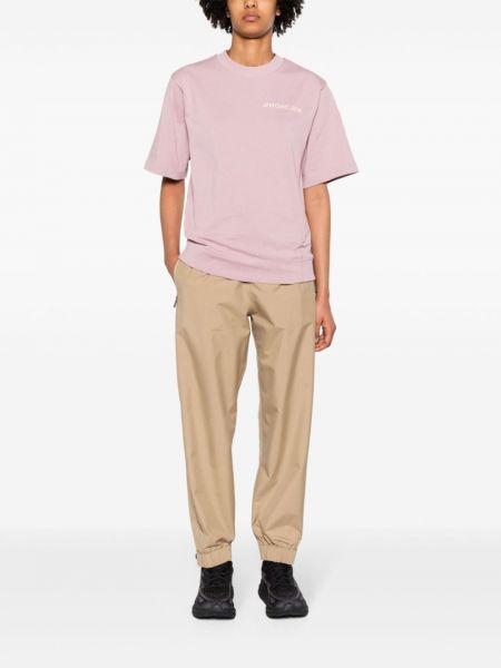 Kokvilnas t-krekls Moncler Grenoble rozā
