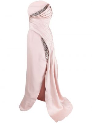 Koktejl obleka s kristali Gaby Charbachy roza