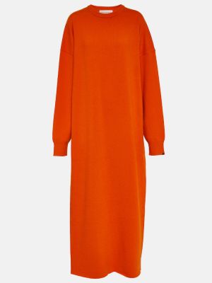 Sukienka długa z kaszmiru Extreme Cashmere pomarańczowa