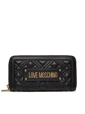 Pikowany portfel na zamek Love Moschino czarny