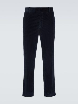 Menčestrové nohavice s vysokým pásom Moncler modrá