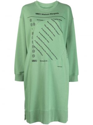 Šaty s potiskem Mm6 Maison Margiela zelené