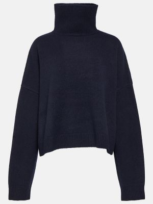 Sweter wełniany z kaszmiru The Row niebieski