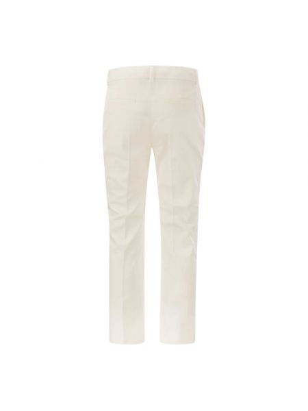 Pantalones rectos ajustados de algodón plisados Sportmax beige