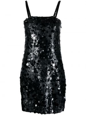 Коктейлна рокля с пайети без ръкави P.a.r.o.s.h. черно