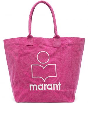 Βαμβακερή τσάντα shopper Isabel Marant ροζ