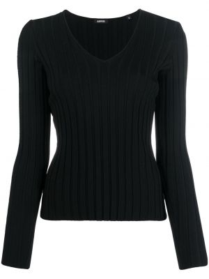 Пуловер с v-образно деколте Aspesi черно