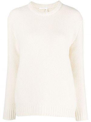 Kašmírový sveter s okrúhlym výstrihom Chloé biela
