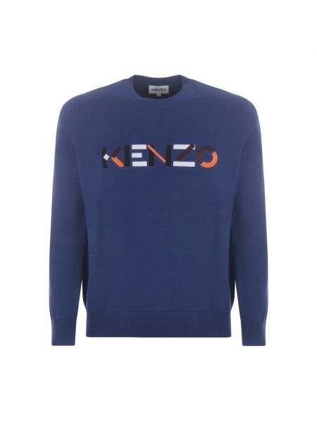 Sweter z kapturem bawełniany Kenzo niebieski
