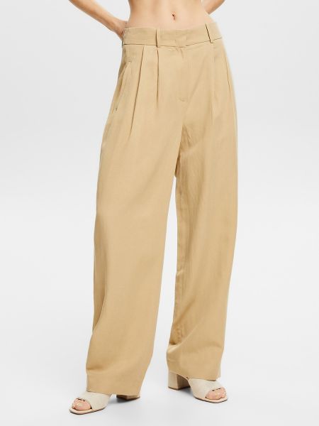 Pantalones de lino bootcut Esprit Collection beige