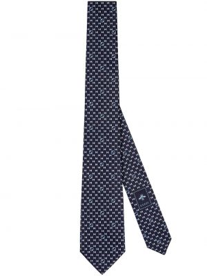 Raštuotas šilkinis kaklaraištis Gucci mėlyna