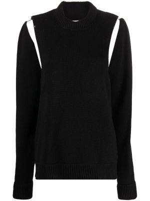 Vlněné dlouhý svetr s dlouhými rukávy Mm6 Maison Margiela - černá