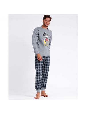 Pijama de algodón manga larga Admas gris