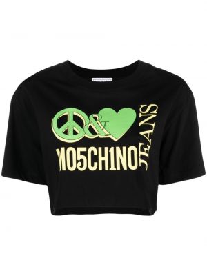 T-shirt en coton à imprimé Moschino Jeans noir