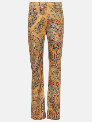 Bavlněné rovné kalhoty s paisley potiskem Etro